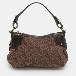 Dkny Brown Signature Canvas And Leather Hobo